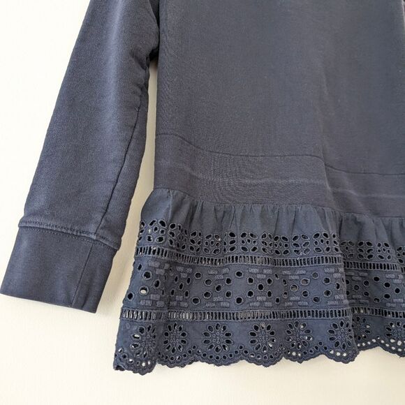 J. Crew Eyelet-Hem Sweatshirt Navy size XS - Picture 3 of 5